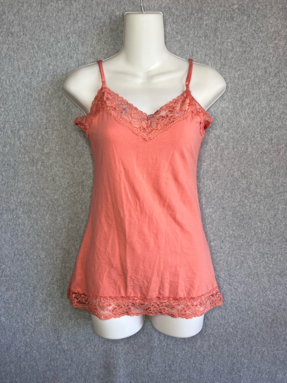 Vintage 2000s Charlotte Russe Lace Cami Pink Soft Girl Tank Coral Size Lg/Med